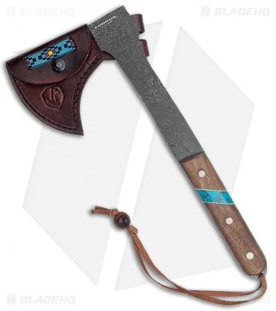 Condor Blue River 13" Tomahawk Walnut Wood/Turquoise CTK2826HC 2 Condor Blue River 13" Tomahawk Walnut Wood/Turquoise CTK2826HC - Image 2