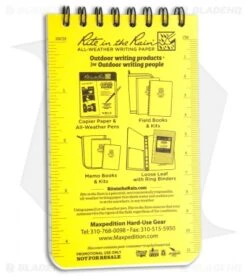 Maxpedition Rite In The Rain Top Spiral Pocket Notebook (3" X 5") Random Color -Knives And Tools Maxpedition Rite in the Rain Pocket Notebook Yellow MX935 BHQ 50453 jr back