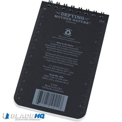 Rite In The Rain Top Bound 3" X 5" Police Field Interview Notebook (Black) 1 Rite In The Rain Top Bound 3" X 5" Police Field Interview Notebook (Black)