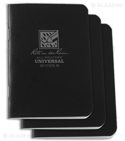 Rite In The Rain Mini Stapled 3.25" X 4.625" Notebook 3-Pack (Black) 1 Rite In The Rain Mini Stapled 3.25" X 4.625" Notebook 3-Pack (Black)