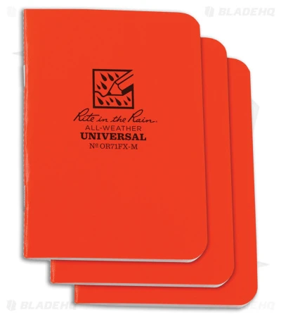 Rite In The Rain Mini Stapled 3.25" X 4.5" Notebook 3-Pack (Orange) 71FX-M 1 Rite In The Rain Mini Stapled 3.25" X 4.5" Notebook 3-Pack (Orange) 71FX-M
