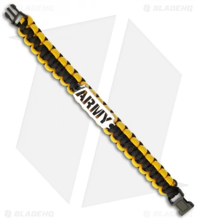 Single Tied Paracord Survival Bracelet W/ Army Plate (Black & Yellow) 1 Single Tied Paracord Survival Bracelet W/ Army Plate (Black & Yellow)