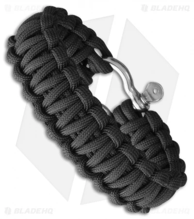 Combat Ready Survival Bracelet Large 9" Black Paracord W/ Metal Buckle 1 Combat Ready Survival Bracelet Large 9" Black Paracord W/ Metal Buckle