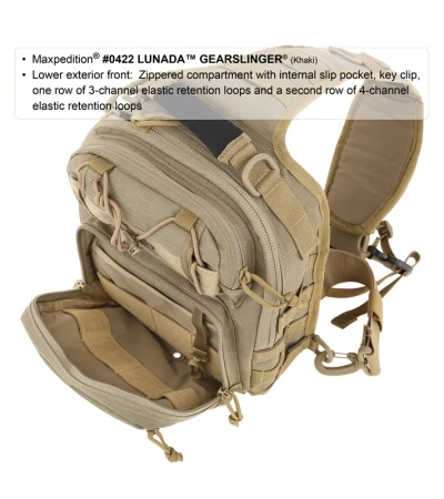 Maxpedition Lunada Gearslinger Khaki Shoulder Pack Bag 0422K 2 Maxpedition Lunada Gearslinger Khaki Shoulder Pack Bag 0422K - Image 2