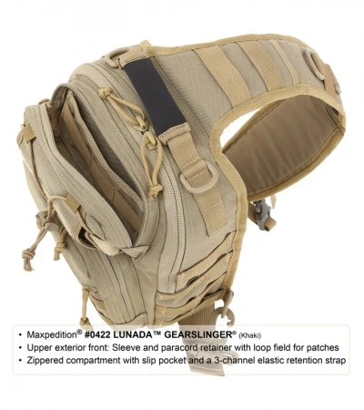 Maxpedition Lunada Gearslinger Khaki Shoulder Pack Bag 0422K 4 Maxpedition Lunada Gearslinger Khaki Shoulder Pack Bag 0422K - Image 4