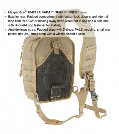 Maxpedition Lunada Gearslinger Khaki Shoulder Pack Bag 0422K 5 Maxpedition Lunada Gearslinger Khaki Shoulder Pack Bag 0422K - Image 5