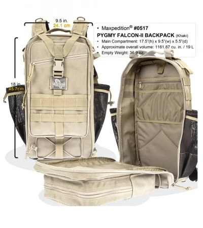 Maxpedition Pygmy Falcon II Khaki Backpack 0517K 2 Maxpedition Pygmy Falcon II Khaki Backpack 0517K - Image 2