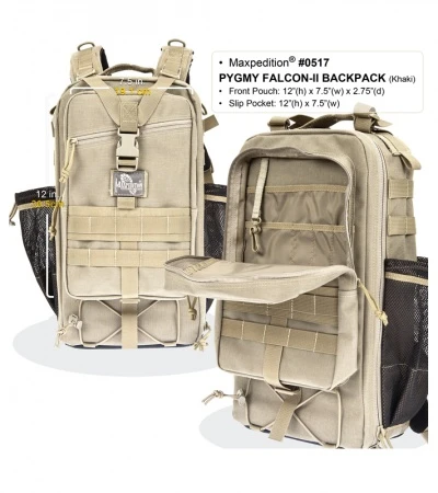 Maxpedition Pygmy Falcon II Khaki Backpack 0517K 3 Maxpedition Pygmy Falcon II Khaki Backpack 0517K - Image 3