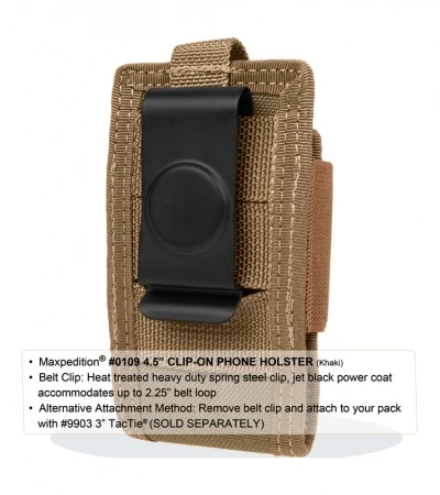 Maxpedition 4.5" Clip-On Phone Holster Khaki Pouch 0109K 2 Maxpedition 4.5" Clip-On Phone Holster Khaki Pouch 0109K - Image 2