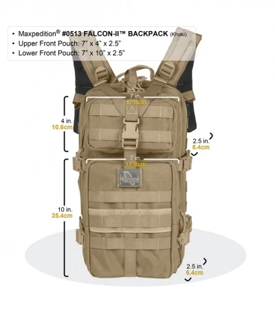 Maxpedition Falcon II Khaki-Foliage Assault Backpack Hydration 0513KF 3 Maxpedition Falcon II Khaki-Foliage Assault Backpack Hydration 0513KF - Image 3