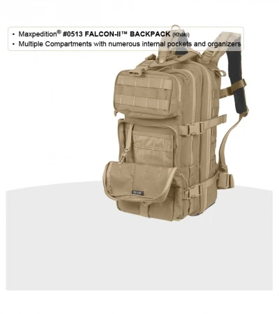 Maxpedition Falcon II Khaki-Foliage Assault Backpack Hydration 0513KF 8 Maxpedition Falcon II Khaki-Foliage Assault Backpack Hydration 0513KF - Image 8
