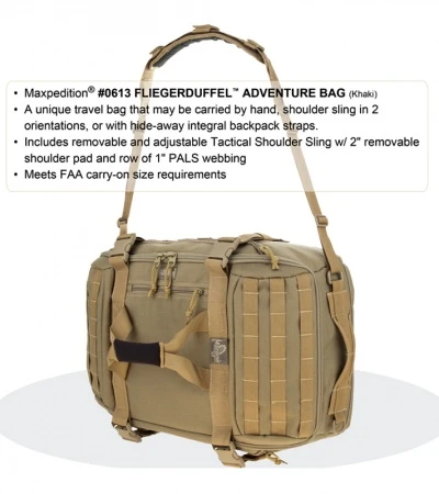 Maxpedition Fliegerduffel Khaki Adventure Duffel Bag 0613K 4 Maxpedition Fliegerduffel Khaki Adventure Duffel Bag 0613K - Image 4