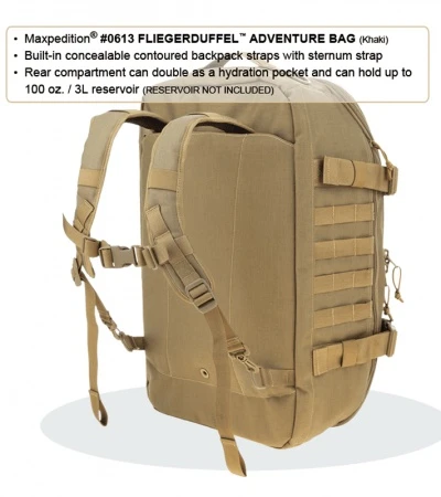 Maxpedition Fliegerduffel Khaki Adventure Duffel Bag 0613K 2 Maxpedition Fliegerduffel Khaki Adventure Duffel Bag 0613K - Image 2