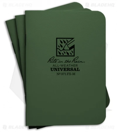 Rite In The Rain Mini Stapled 3.25" X 4.5" Notebook 3-Pack (Green) #971FX-M 1 Rite In The Rain Mini Stapled 3.25" X 4.5" Notebook 3-Pack (Green) #971FX-M