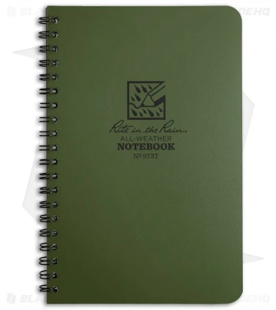 Rite In The Rain Side Spiral 4.5" X 7" Notebook (Green) #973 1 Rite In The Rain Side Spiral 4.5" X 7" Notebook (Green) #973